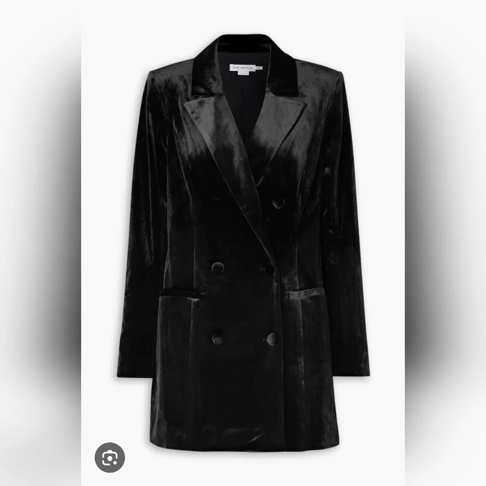 Good American Exec Double-breasted Velvet Mini Dress In Black Tuxedo dress 2X - Picture 10 of 11